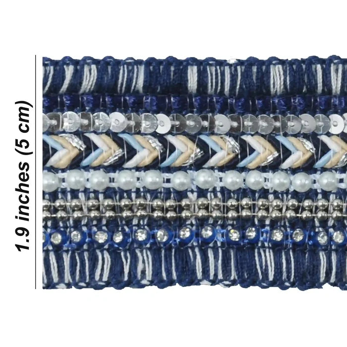 Royal Blue Sequins Lace
