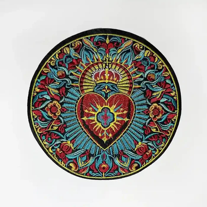 Royal Crowned Sacred Heart Mandala Hot Fix Patch