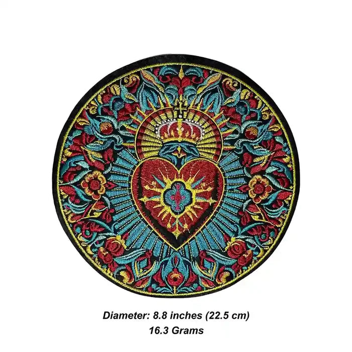 Royal Crowned Sacred Heart Mandala Hot Fix Patch