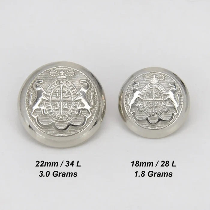 Royal Horse Silver Metal Button | 18mm(28L) & 22mm(34L)