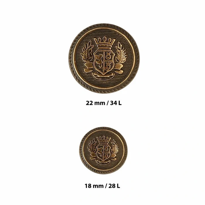 Royal imperial crest Metal Shank Button | 18mm(28L) & 22mm(34L)