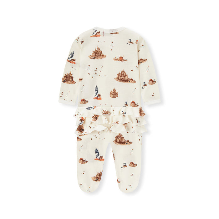 Sandcastle Organic Cotton Ruffle Zipper Footed Romper