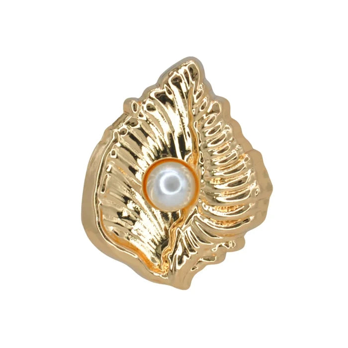 Scallop Shell Stud Pearl Metal Button | 18mm(28L), 23mm(36L) & 28mm(44L)