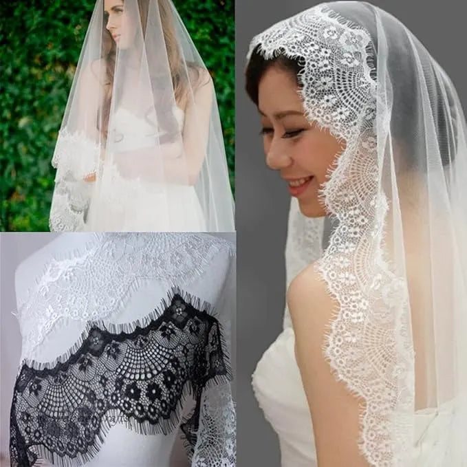 Geometric Eyelash Lace Borders Decorative Trim from Ani Accessories on elegant bridal veils