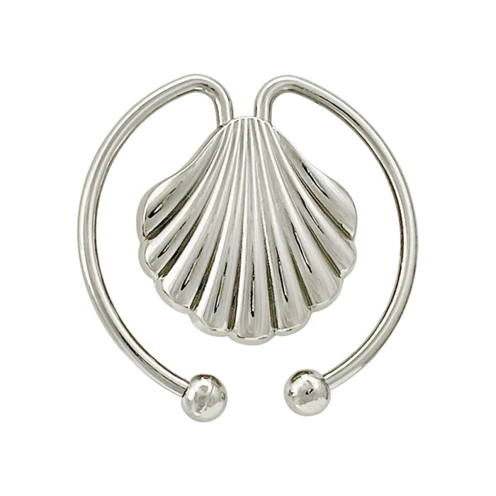 Ani Accessories Scalloped Shell Metal Buckle with ball end in the zooming white background.