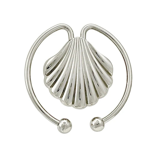 Ani Accessories Scalloped Shell Metal Buckle with ball end in the zooming white background.