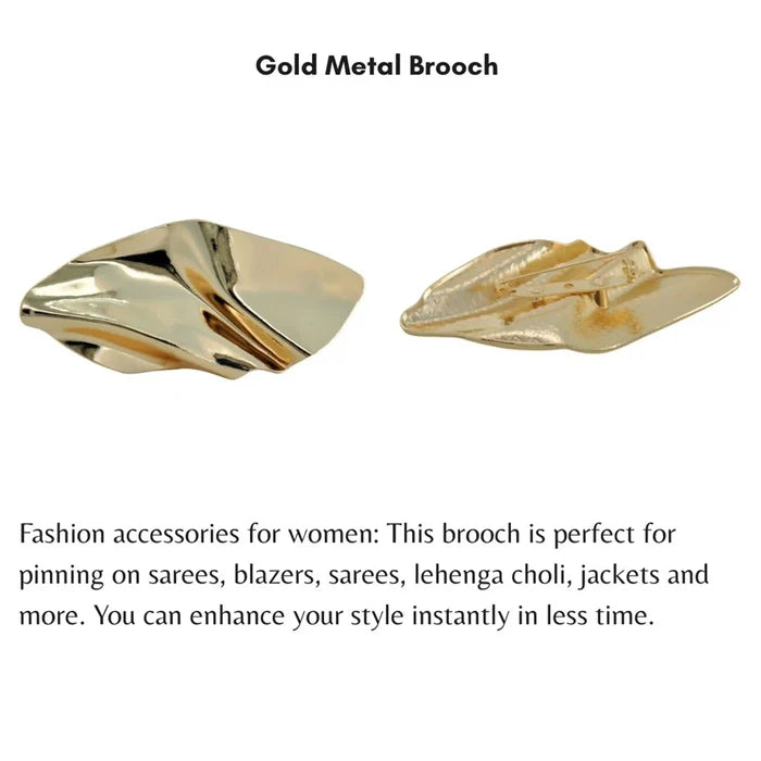 Scrunched Abstract Metal Brooch