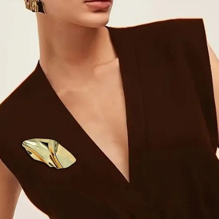 Scrunched Abstract Metal Brooch