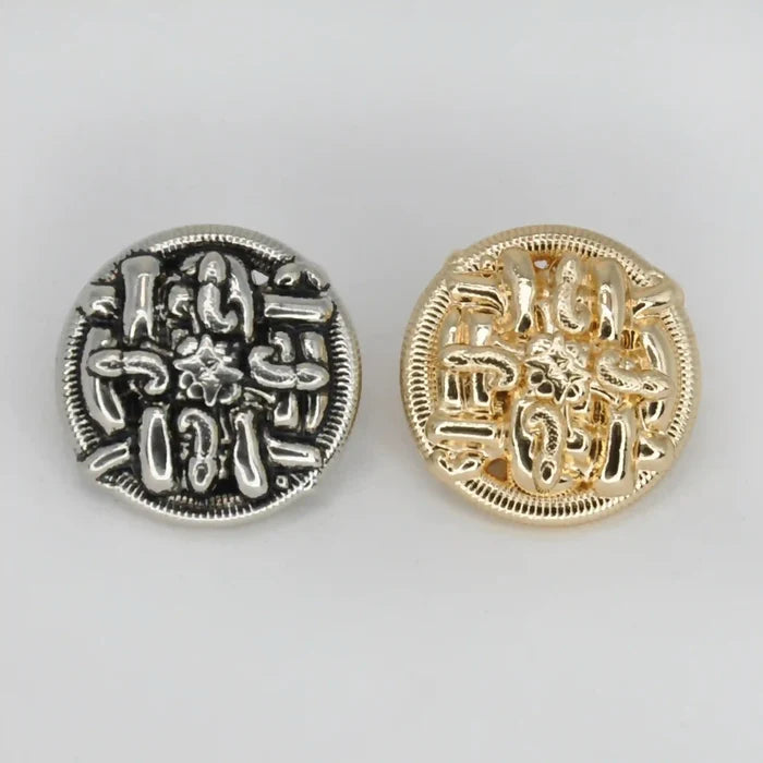 Sculpted Abstract Monogram Metal Button | 15mm(24L), 18mm(28L) & 23mm(36L)