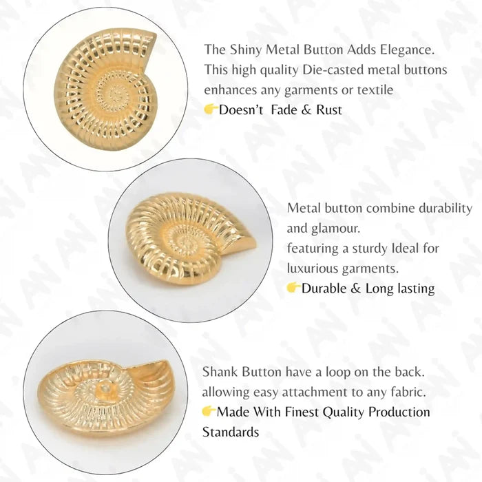Sea Shell Metal Buttons | 30mm(47L)