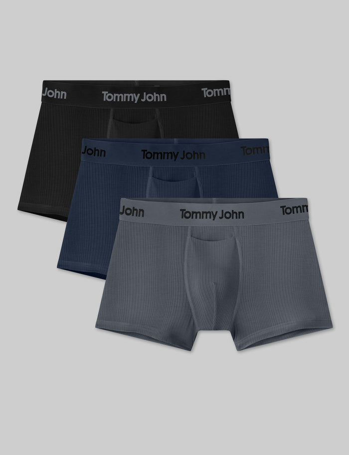 Second Skin Luxe Rib Square Cut 2" (3-Pack)::Black/Dress Blues/Turbulence Luxe