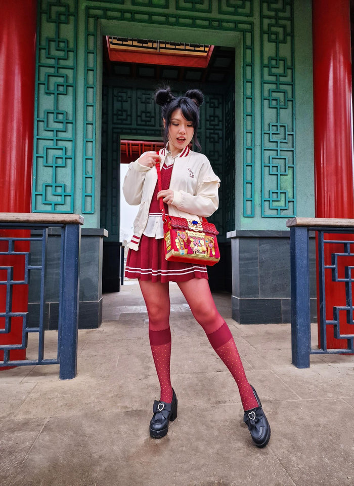 Seoul Chic Faux Sock Tights - Burgundy