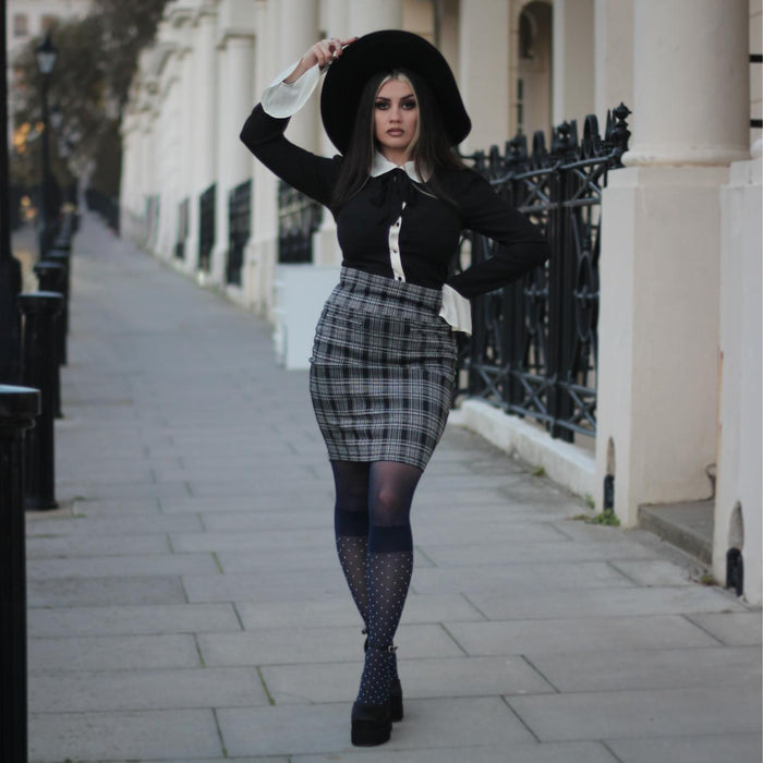 Seoul Chic Faux Sock Tights - Navy