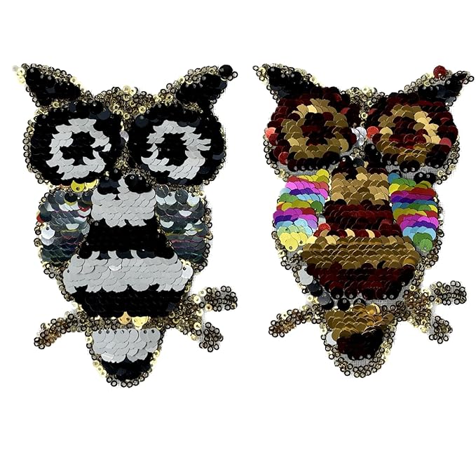 Sequin Owl Patches | 2 in One