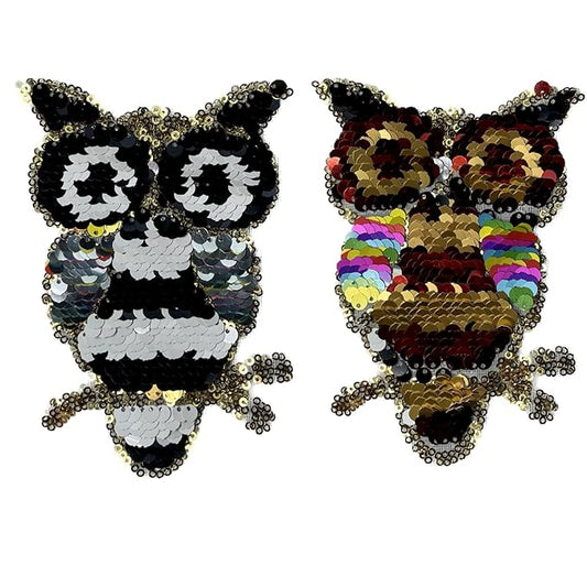 Sequin Owl Patches | 2 in One
