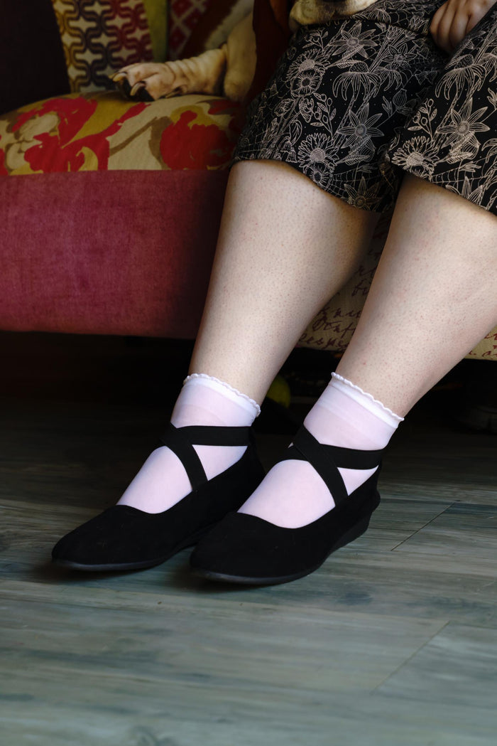 Sheer Nylon Ankle Socks - White
