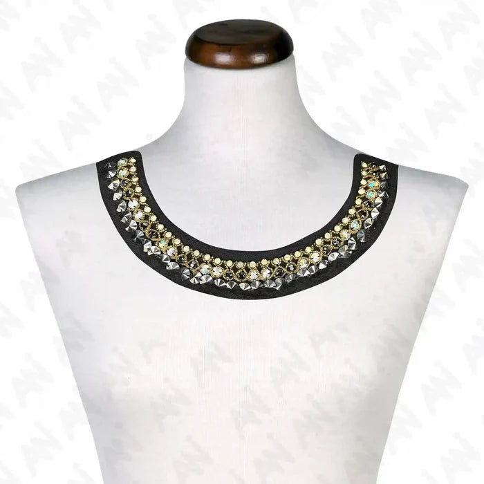Shiny Beaded Round Neckline