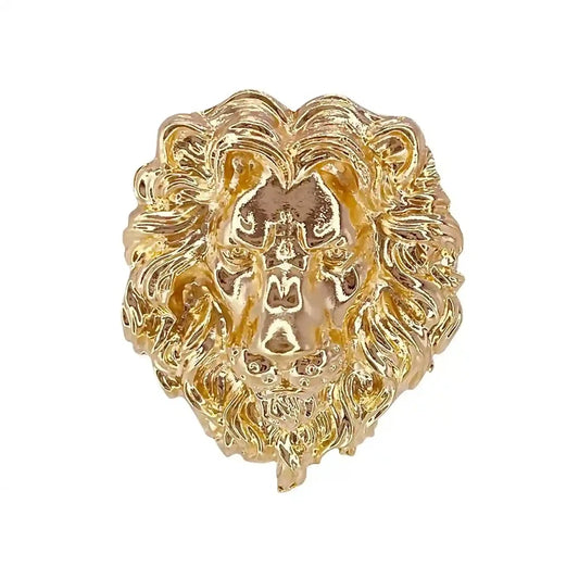 Stylish gold lion brooch with detailed lion head design for elegant accessories