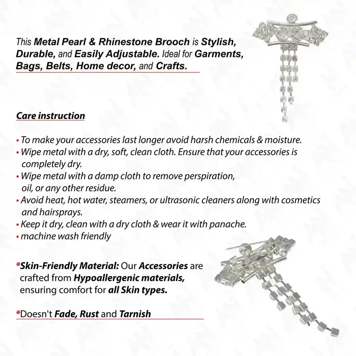 Shiny Silver Rhinestone & Crystal Brooch for Enhance Fashion, Stylish and Durable for Accessories and Crafts