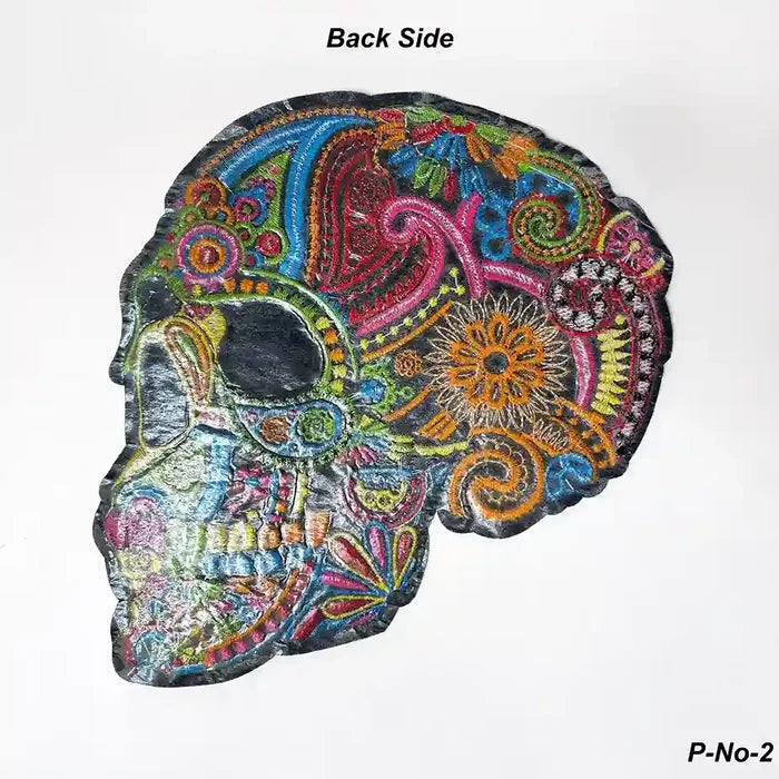 Side-Profile Floral Sugar Skull Hot Fix Patch