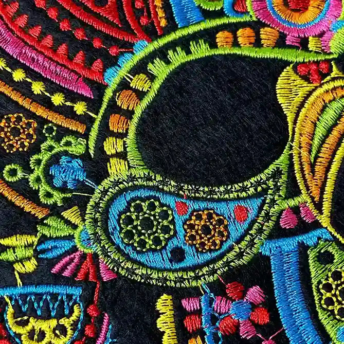 Side-Profile Floral Sugar Skull Hot Fix Patch
