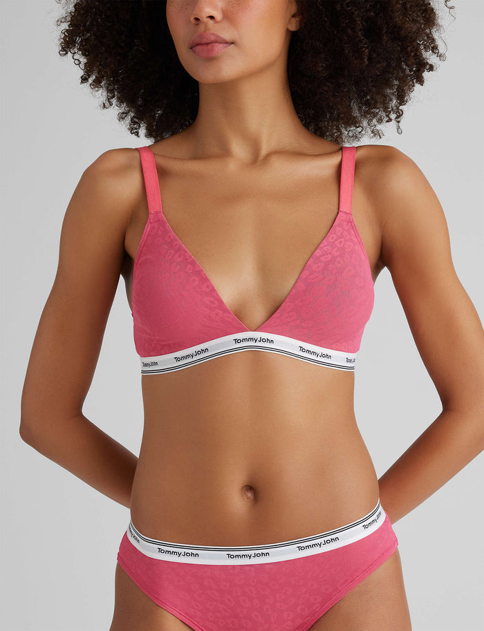 Signature Comfort Lace Triangle Bralette::Raspberry Sorbet Lace