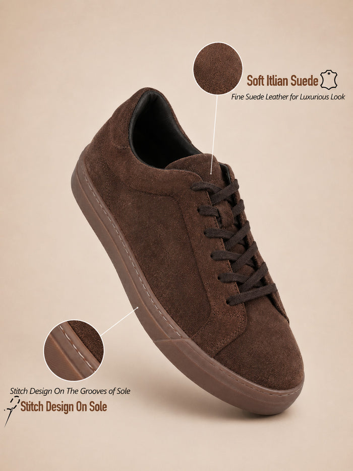 Silva Brown  Suede  Sneakers | Minimalist Low-Top Retro Footwear |TC-2648CH