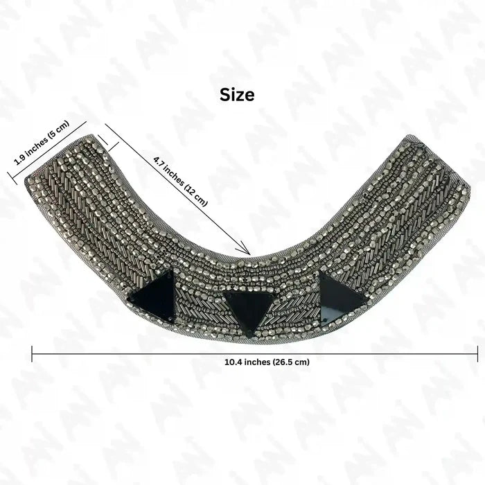 Silver Beaded Round Neckline