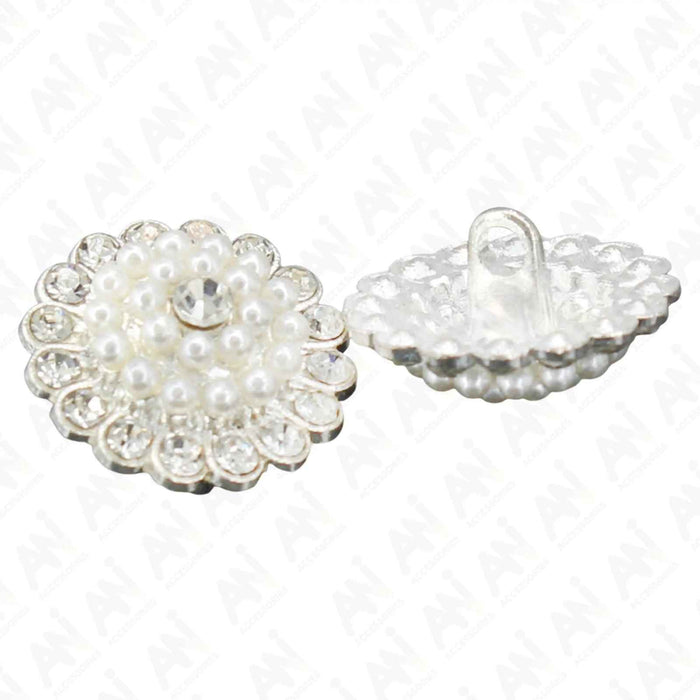 Silver Dome Style Pearl Metal Buttons | 18mm(28L)