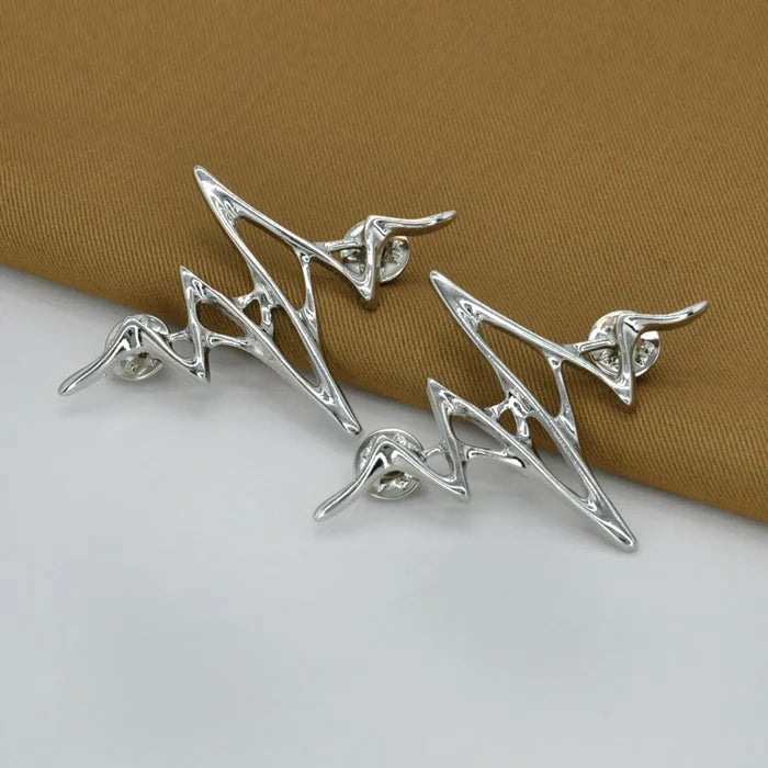 Silver Finish Wave Design Butterfly Clutch | 5.5cm x 7cm