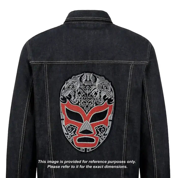 Silver & Red Lucha Libre Mask Hot Fix Patch