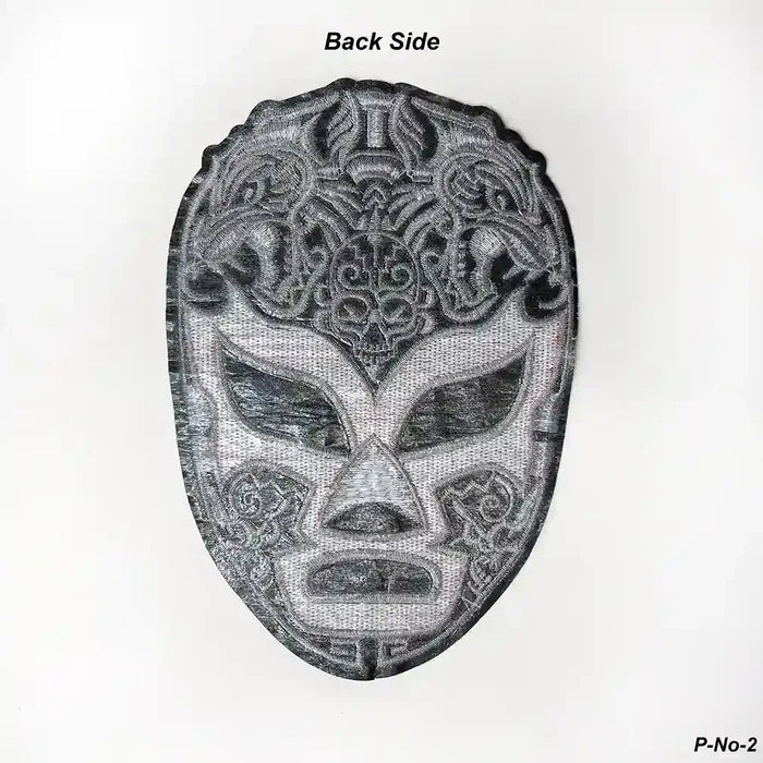 Silver & Red Lucha Libre Mask Hot Fix Patch