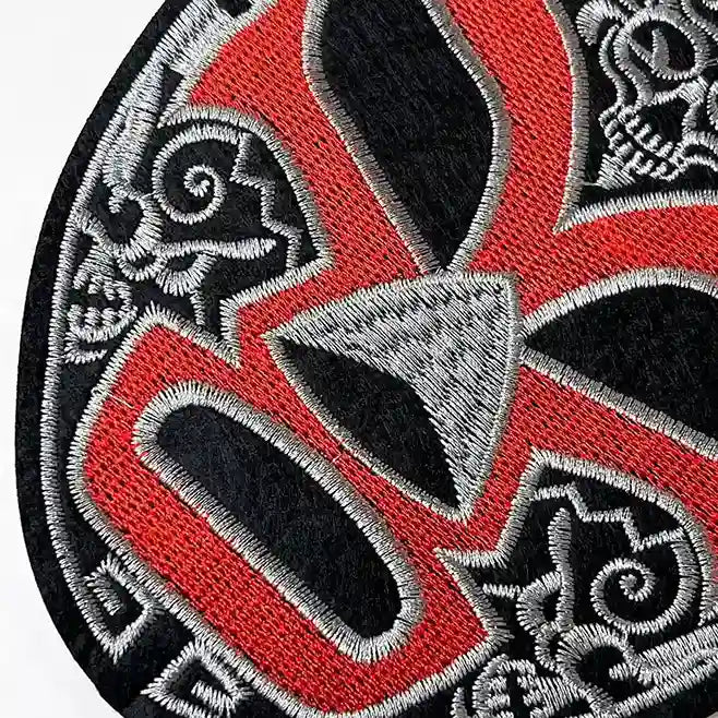 Silver & Red Lucha Libre Mask Hot Fix Patch