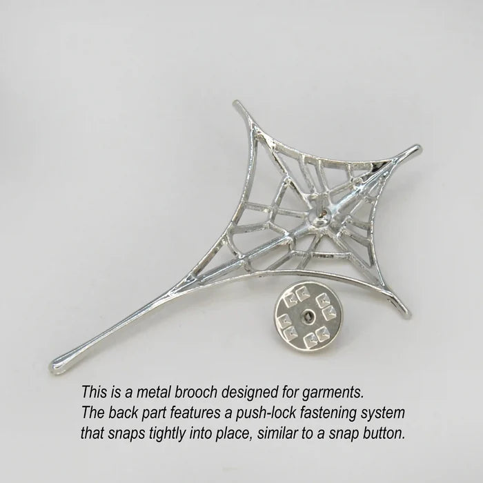 Silver Spider Web Brooch