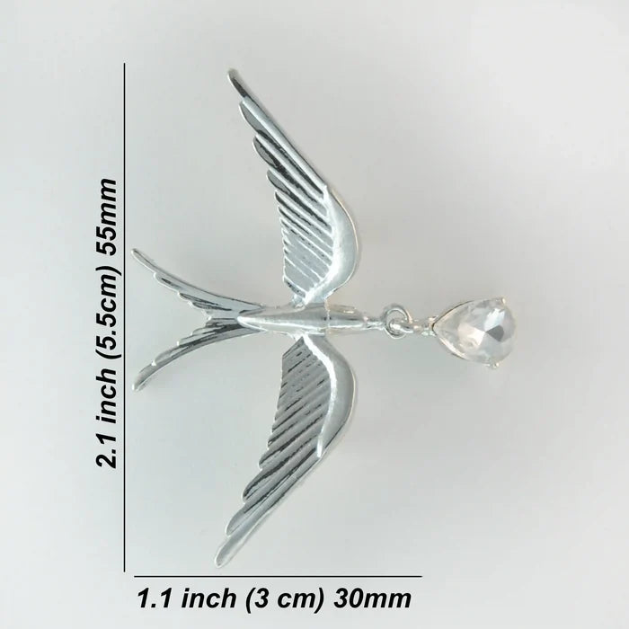 Silver Swallow Brooch Pin