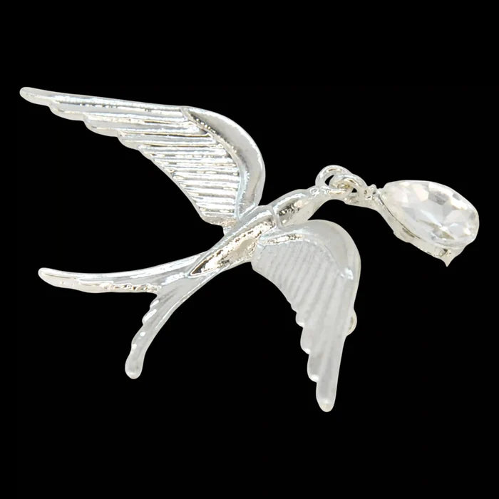 Silver Swallow Brooch Pin