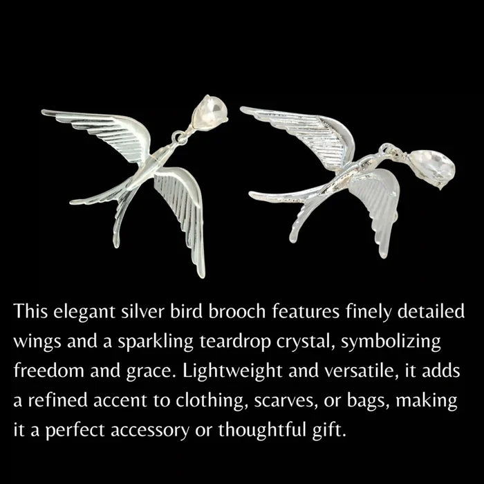 Silver Swallow Brooch Pin
