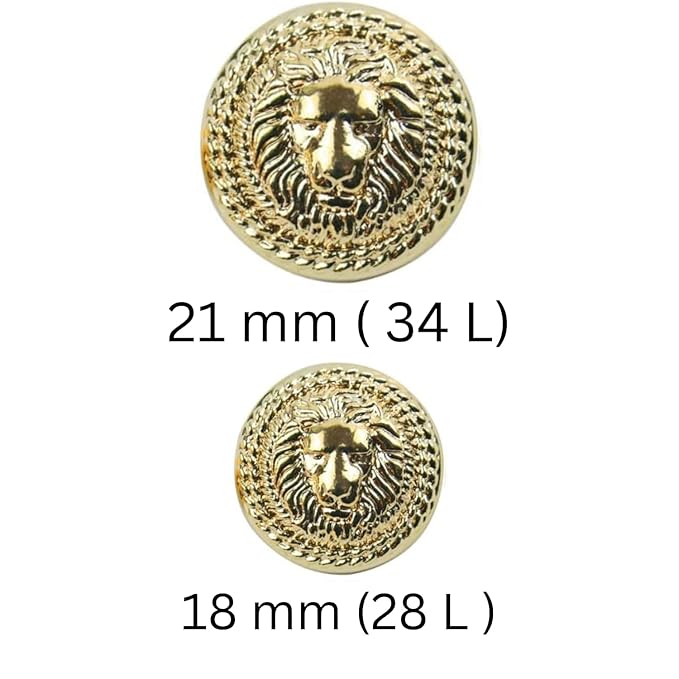 Simmering Gold Color Lion Metal Buttons