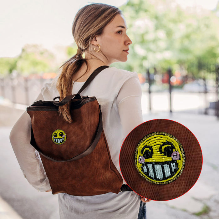 Smiley Face Beaded Patch