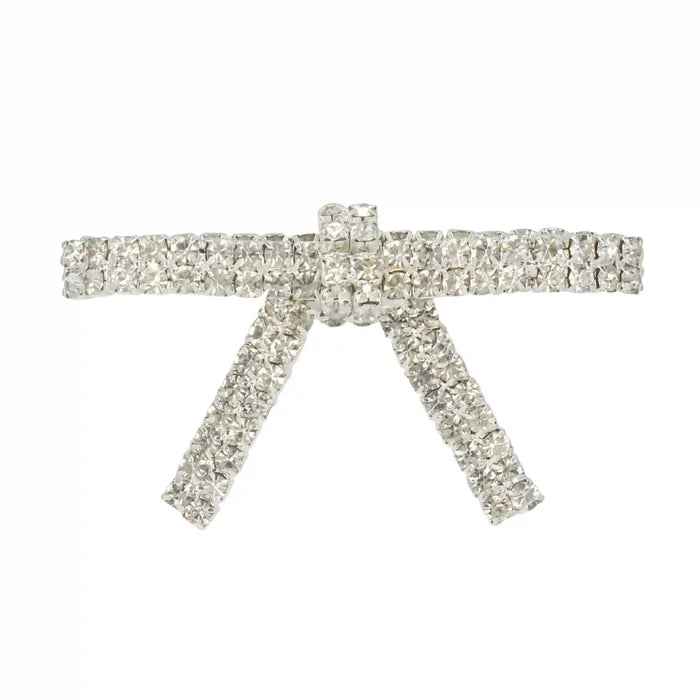 Elegant Sparkling Rhinestone Metal Brooches for Women featuring a stylish bow design with shimmering crystals
