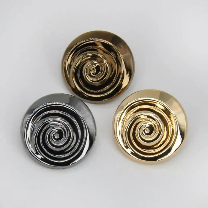 Spiral Style Metal Buttons | 15mm(24L), 18mm(28L) & 23mm(36L)