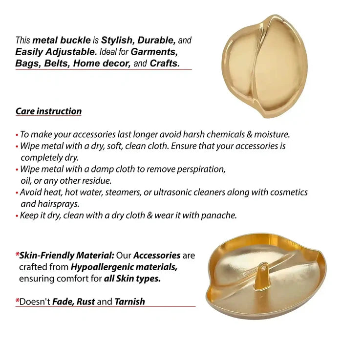 Ani Accessories Split Bloom Buckle/Button – (XL Size ) infographic written on the white background with button/ buckle image of front and  back.