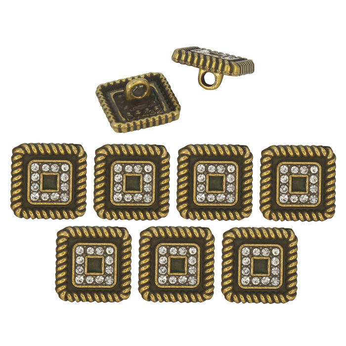 Antique gold / 7 Black Buttons