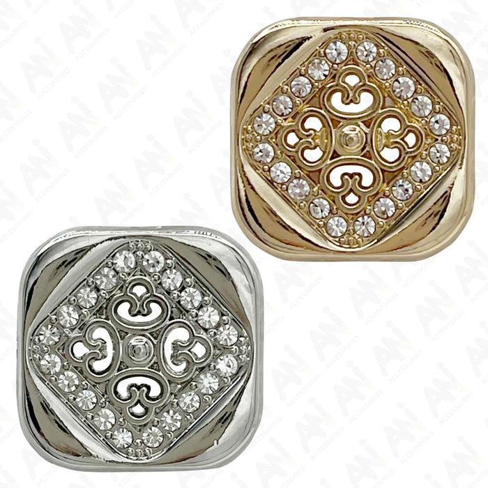 Square Crystal Metal Buttons | 15mm(24L), 18mm(28L) & 20mm(32L)