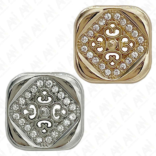 Square Crystal Metal Buttons | 15mm(24L), 18mm(28L) & 20mm(32L)