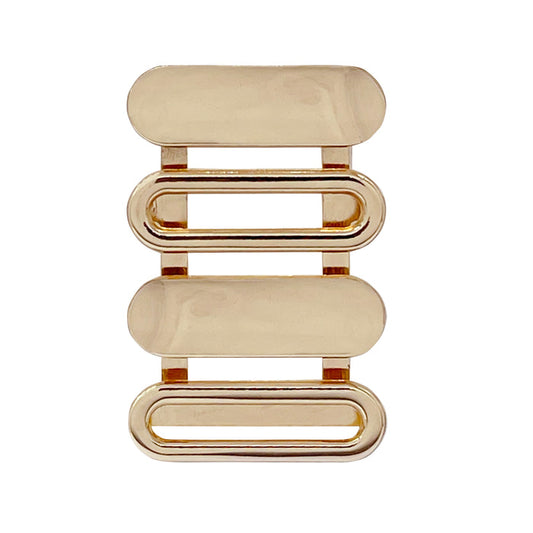 Buy now Ani Accessories Gold-Plated Geometric Ladder Buckle | Rectangle & Oval Metal Buckle for Belts, Bags, Apparel DIY Crafts placing in a white background.