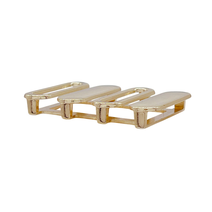 Ani Accessories Gold-Plated Geometric Ladder Buckle  side view to show the gap in the buckle in a white background.