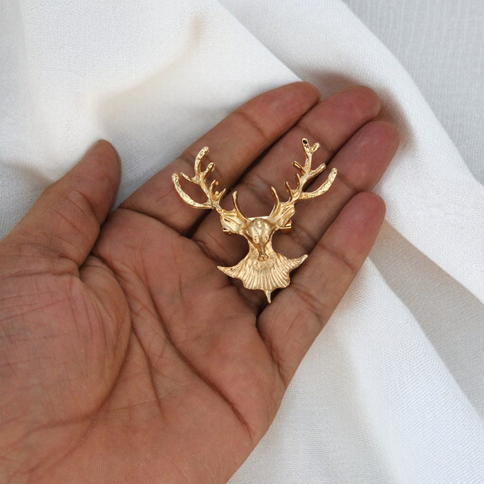 Stag Head Deer Brooch Pin