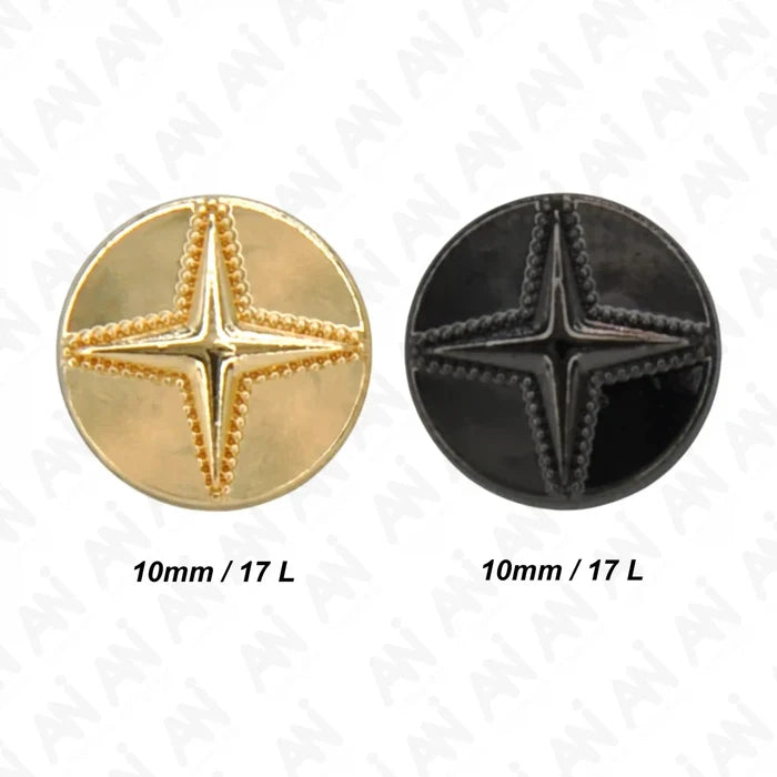 Starburst Metal Shirt Buttons | 10mm(17L)