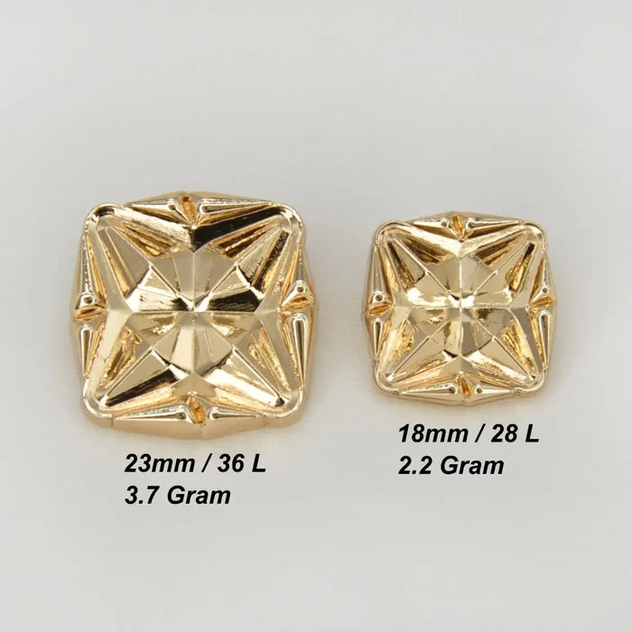 Starcut Faceted Square Metal Button | 18mm (28L) & 23mm (36L)